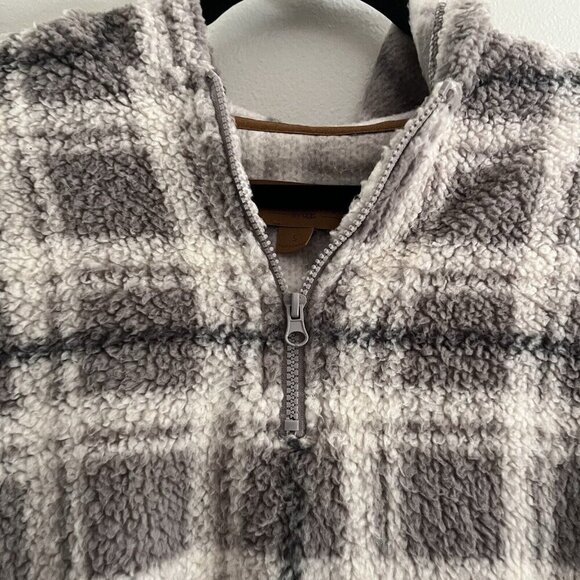 Koolaburra By UGG Women S Irish Cream Plaid Brushed Back Sherpa Hoodie Pullover - Picture 6 of 11